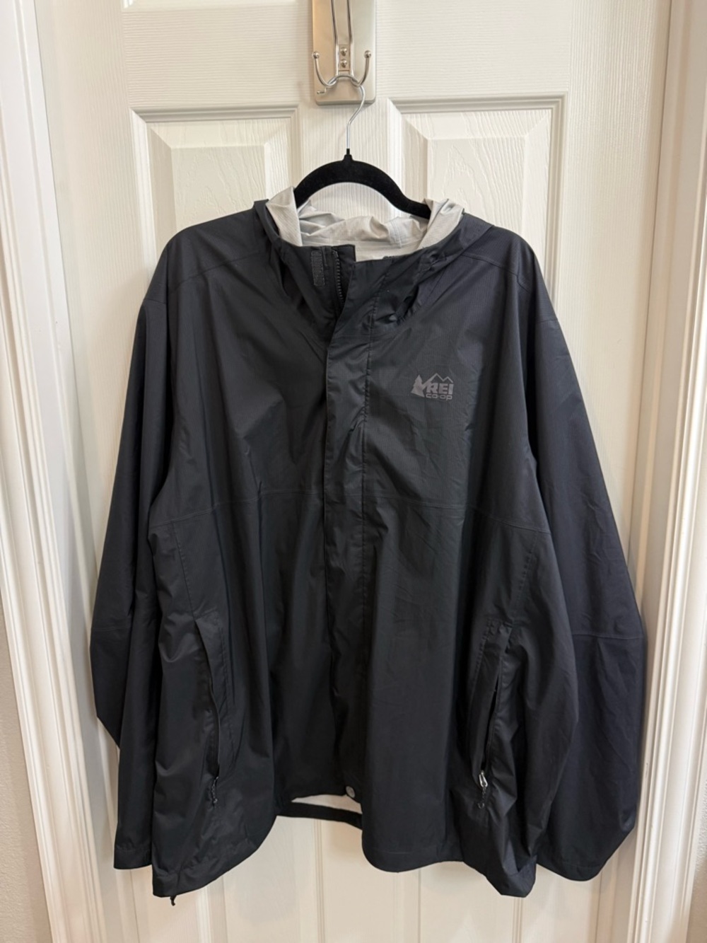 REI Co-Op Black Lightweight Hooded Rain Jacket